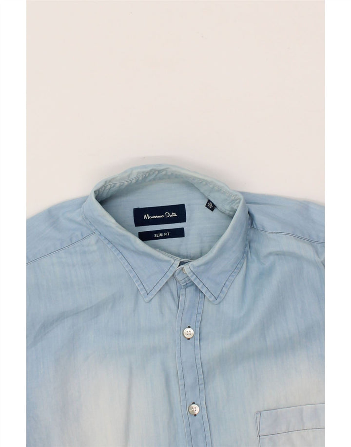 MASSIMO DUTTI Mens Slim Fit Denim Shirt XL Blue Cotton Vintage Massimo Dutti and Second-Hand Massimo Dutti from Messina Hembry 