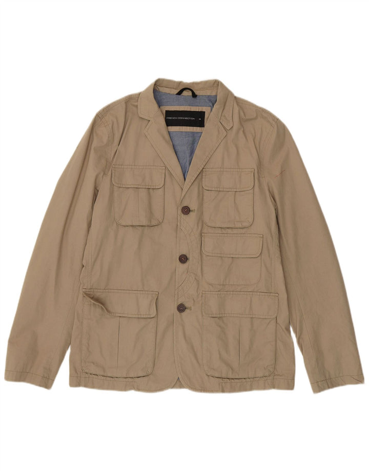 French Connection Herren-Utility-Jacke UK 40 Large Beige Baumwolle