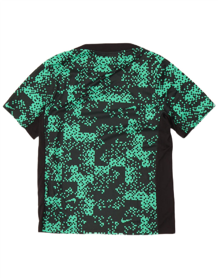 Nike Herren Dri Fit Abstraktes Muster Slim T-Shirt Top Mittelgrünes Polyester