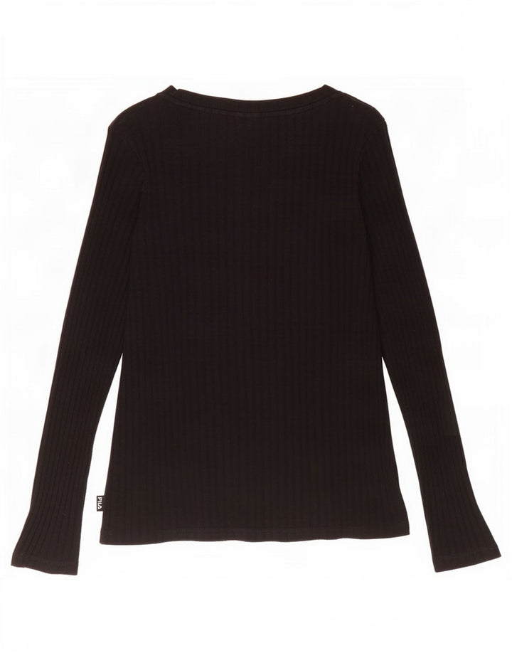 Fila Womens Top Long Sleeve UK 12 Medium Black Cotton