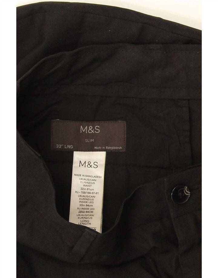 Marks & Spencer Slim Chino-Hose für Herren, W32, L33, Schwarz, Polyester