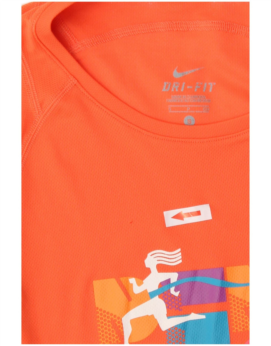 Nike Damen Dri Fit Graphic T-Shirt Top UK 10 Small Orange Polyester