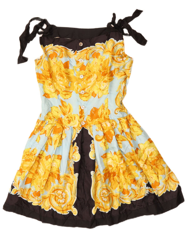 Vintage Damen Mini Swing Kleid UK 18 XL Mehrfarbig Floral Retro