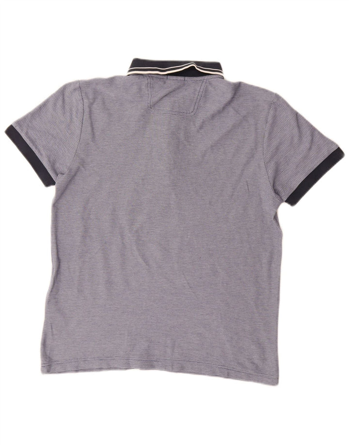 Hugo Boss Herren-Poloshirt mit normaler Passform, mittelblaue Nadelstreifen-Baumwolle
