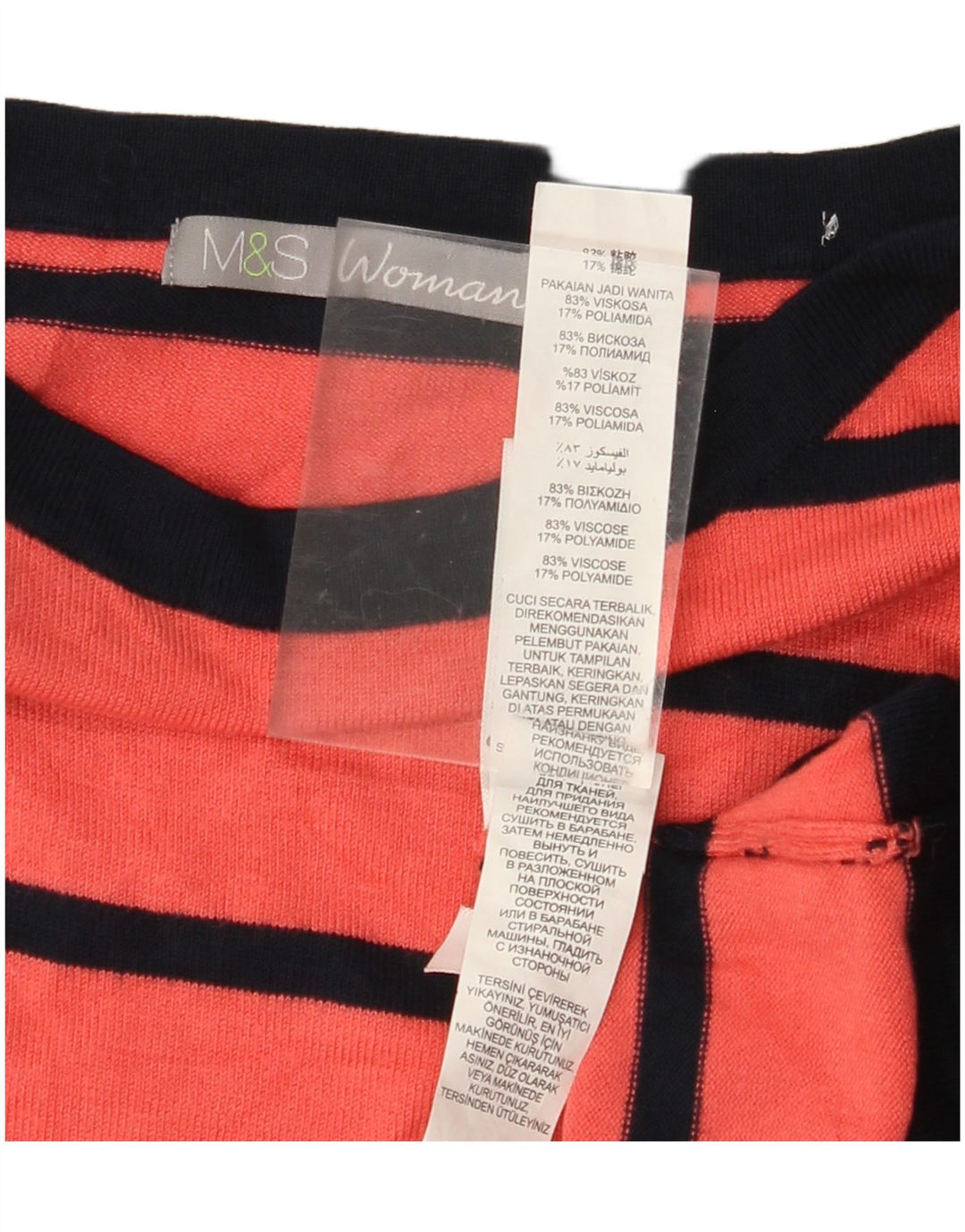 MARKS & SPENCER Damen-Pullover mit U-Boot-Ausschnitt, Gr. 10, klein, rot gestreift