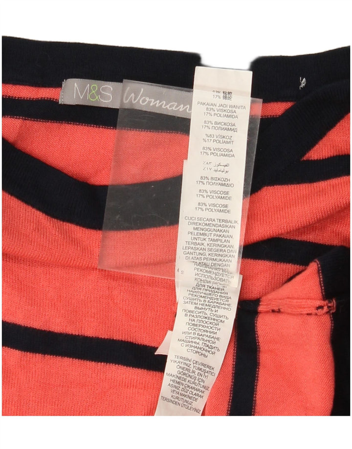 MARKS & SPENCER Damen-Pullover mit U-Boot-Ausschnitt, Gr. 10, klein, rot gestreift