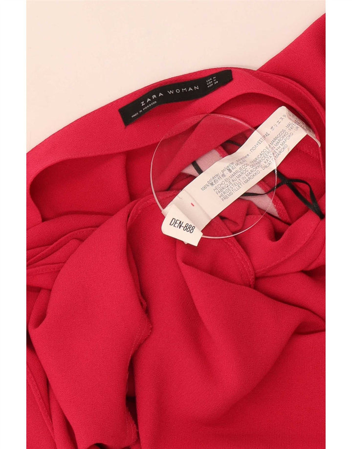 Zara Damen Blusenoberteil UK 12 Mittelrosa Polyester