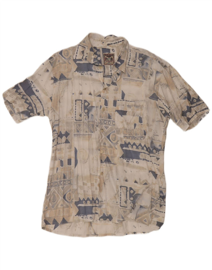 Rudnick Herren Kurzarmhemd Mittelbeige Geometrisch