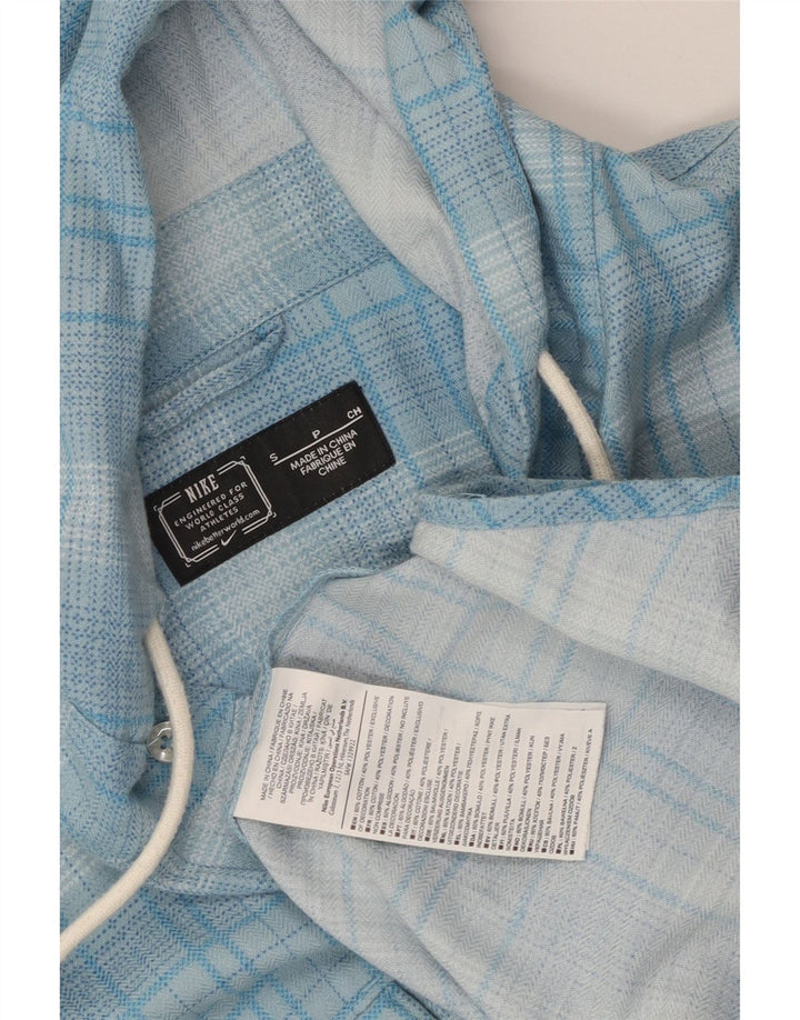 Nike Herren-Flanellhemd mit Kapuze, klein, blau kariert, Baumwolle