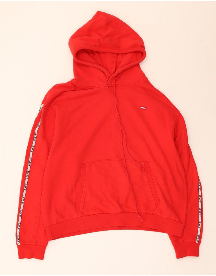 Levi's Womens Graphic Oversized Hoodie Pullover UK 14 Mittelrote Baumwolle