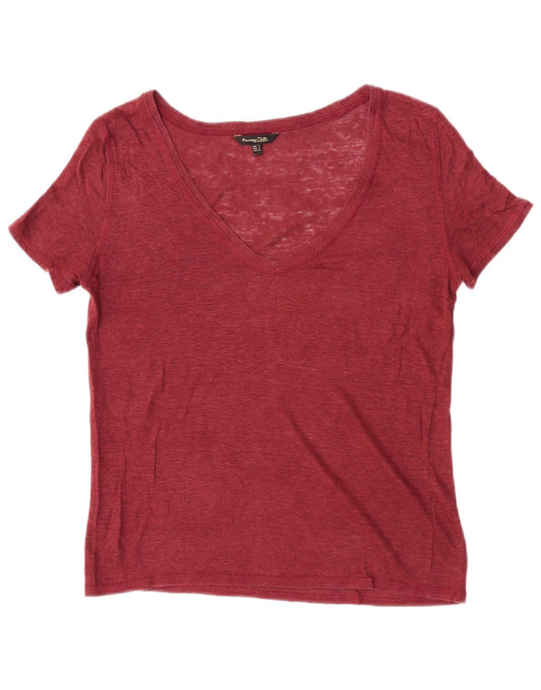 Massimo Dutti Damen T-Shirt Top UK 10 Small Burgund