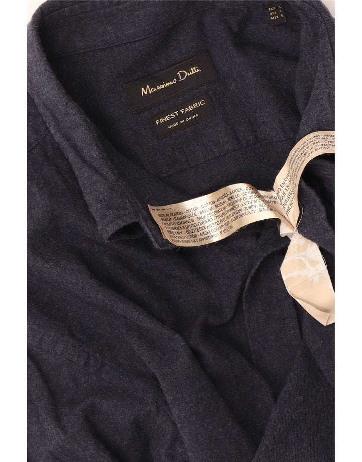 Massimo Dutti Herrenhemd, groß, marineblau, Baumwolle