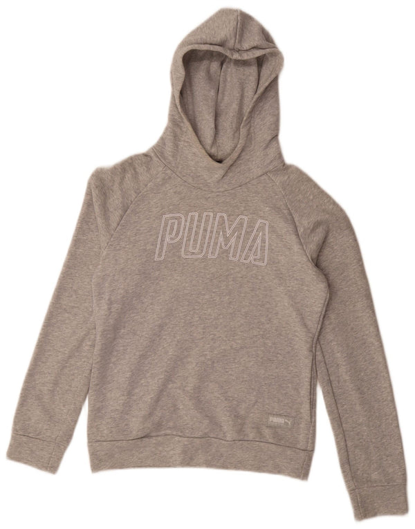 Puma Womens Graphic Oversized Hoodie Pullover UK 6 XS Graue Baumwolle