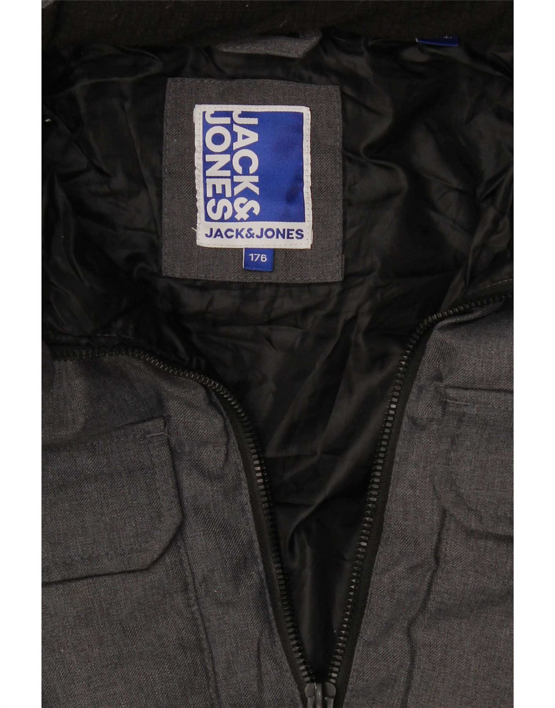 Jack & Jones Wattierte Jacke mit Kapuze für Jungen, 15–16 Jahre, grau meliert