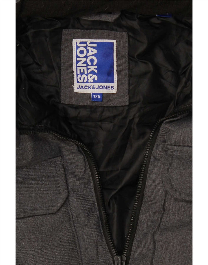 Jack & Jones Wattierte Jacke mit Kapuze für Jungen, 15–16 Jahre, grau meliert