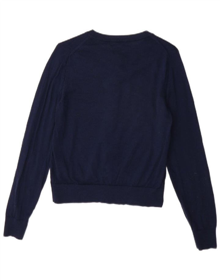 Marks & Spencer Damen-Cardigan-Pullover UK 14 Mittelmarineblaue Merinowolle