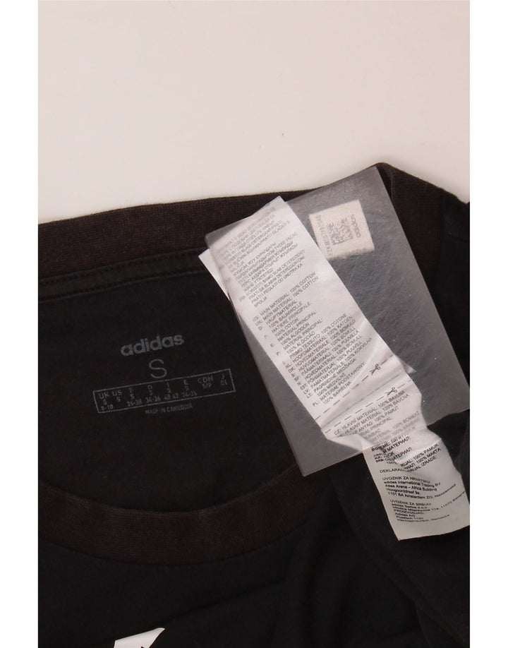 ADIDAS Damen Grafik T-Shirt Top UK 8/10 Small Schwarz Baumwolle