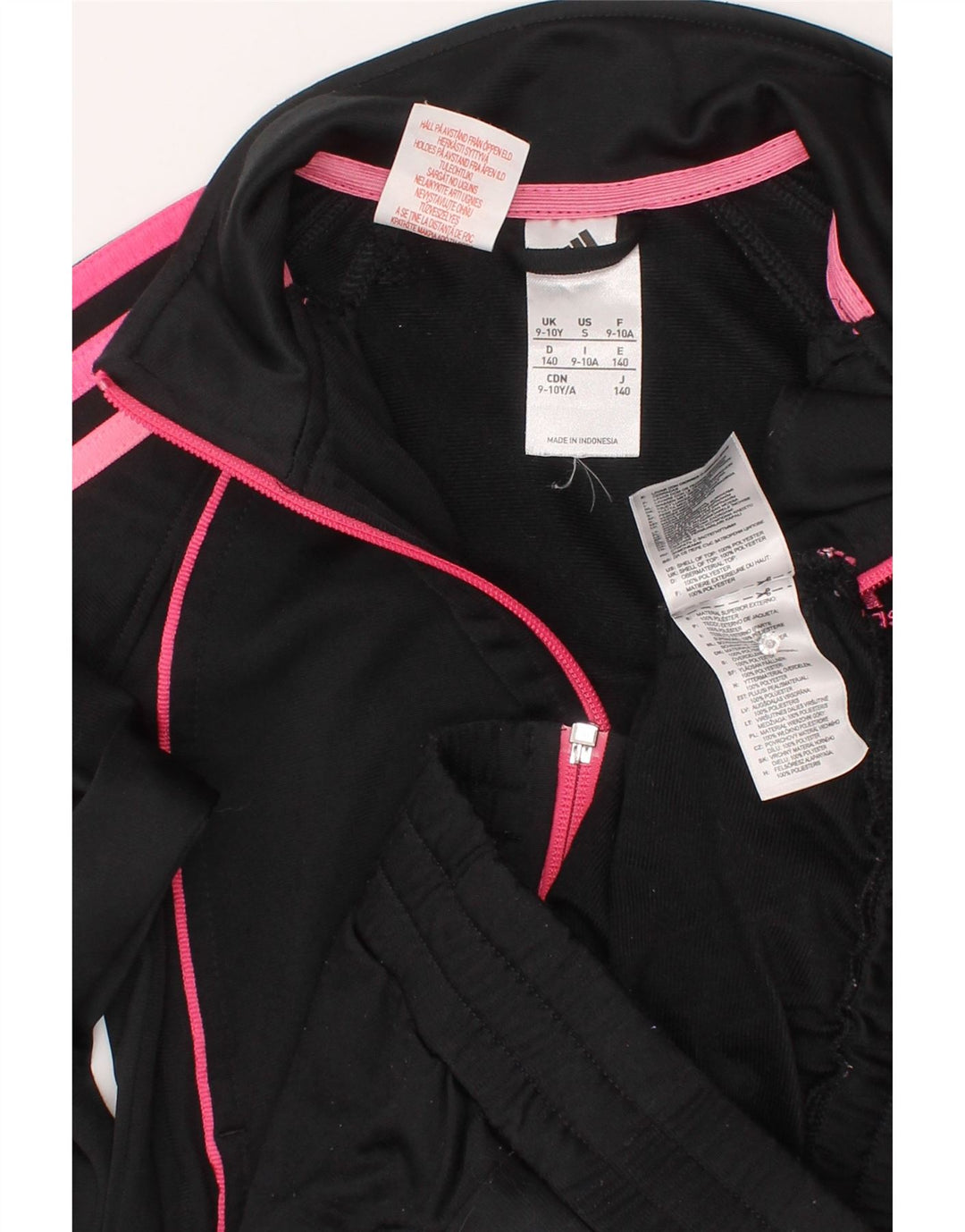 Adidas Mädchen-Trainingsanzug-Top-Jacke, 9–10 Jahre, schwarzes Polyester