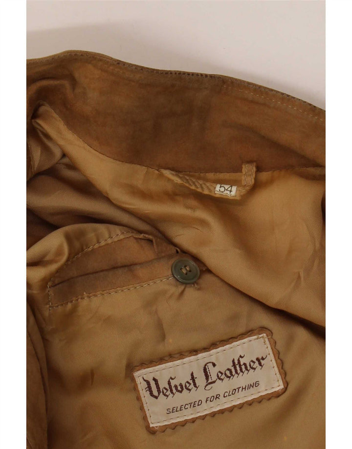 Vintage Herren Wildlederjacke IT 54 XL Beige Leder