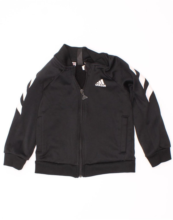 Adidas Jungen-Trainingsanzug-Top-Jacke, 3–4 Jahre, schwarzes Colourblock-Polyester