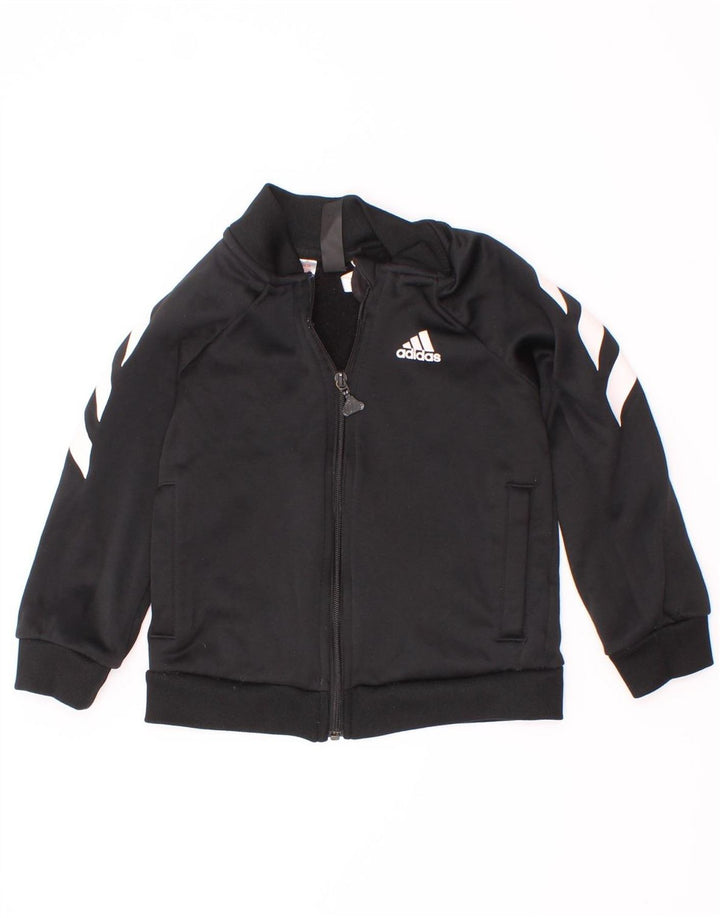 Adidas Jungen-Trainingsanzug-Top-Jacke, 3–4 Jahre, schwarzes Colourblock-Polyester