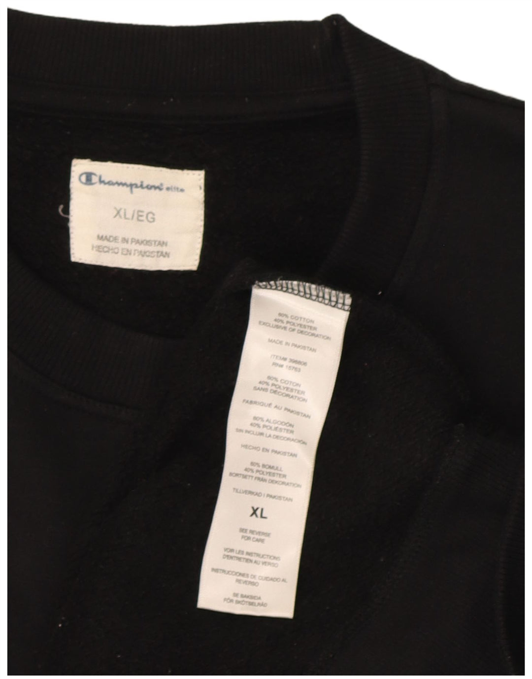 Champion Herren Sweatshirt Pullover XL Schwarz Baumwolle