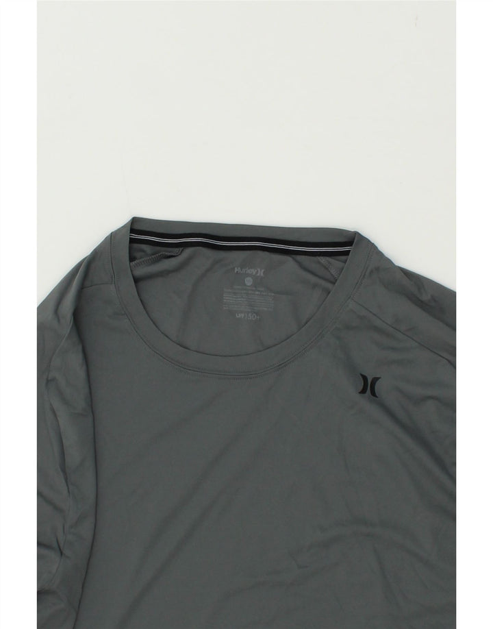 HURLEY Mens Top Long Sleeve 2XL Grey Polyester Vintage Hurley and Second-Hand Hurley from Messina Hembry 