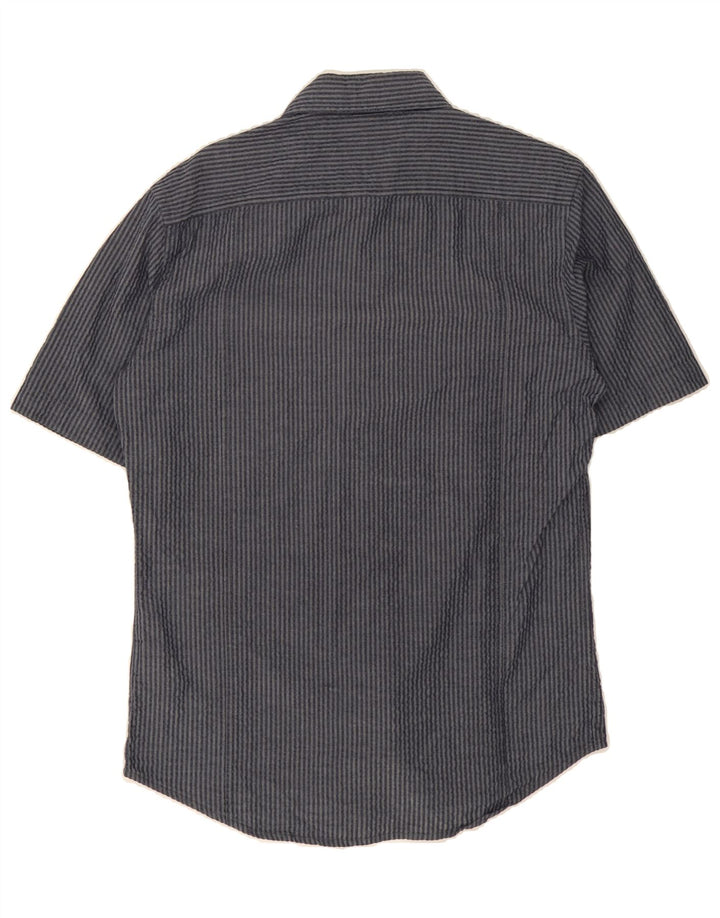 KAPPA Mens Short Sleeve Shirt Medium Grey Striped Cotton Vintage Kappa and Second-Hand Kappa from Messina Hembry 