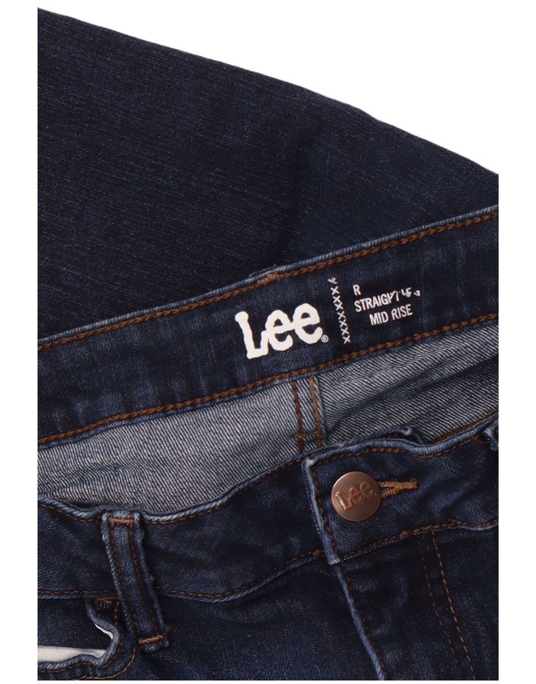 LEE Damen Crop Mid Rise Straight Jeans W32 L25 Marineblau