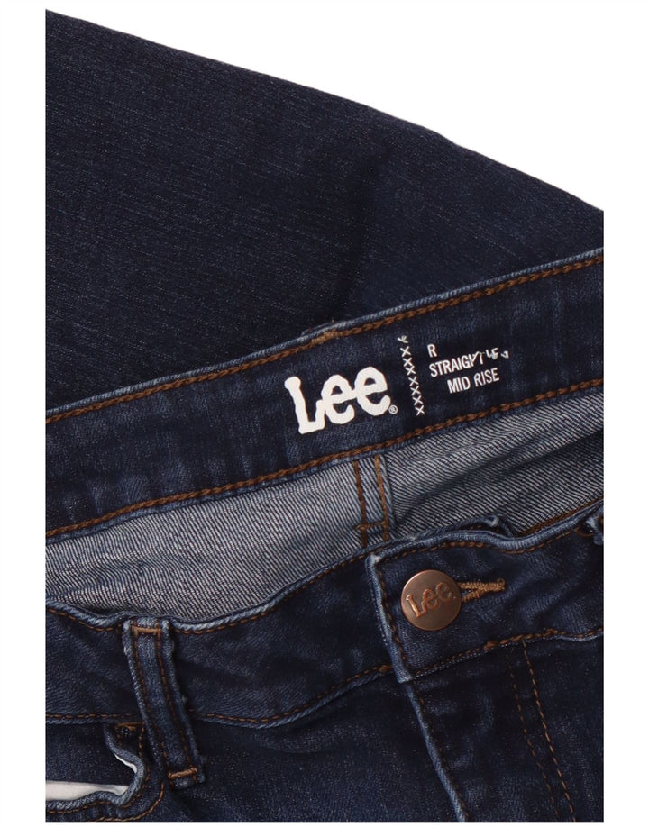 LEE Damen Crop Mid Rise Straight Jeans W32 L25 Marineblau