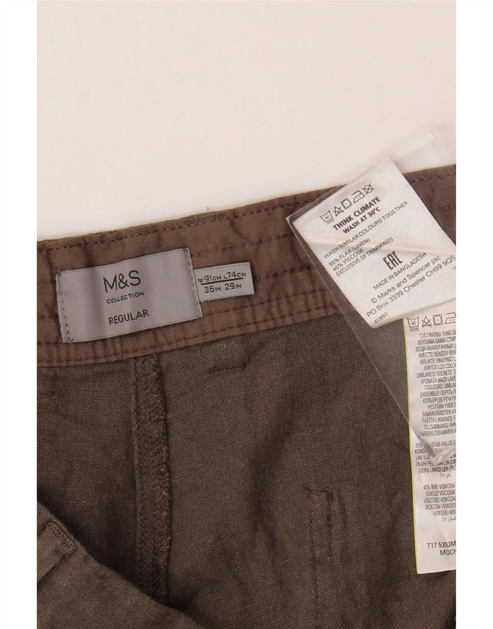 MARKS & SPENCER Herren-Chinohose mit normaler Passform, W36 L29, braunes Leinen