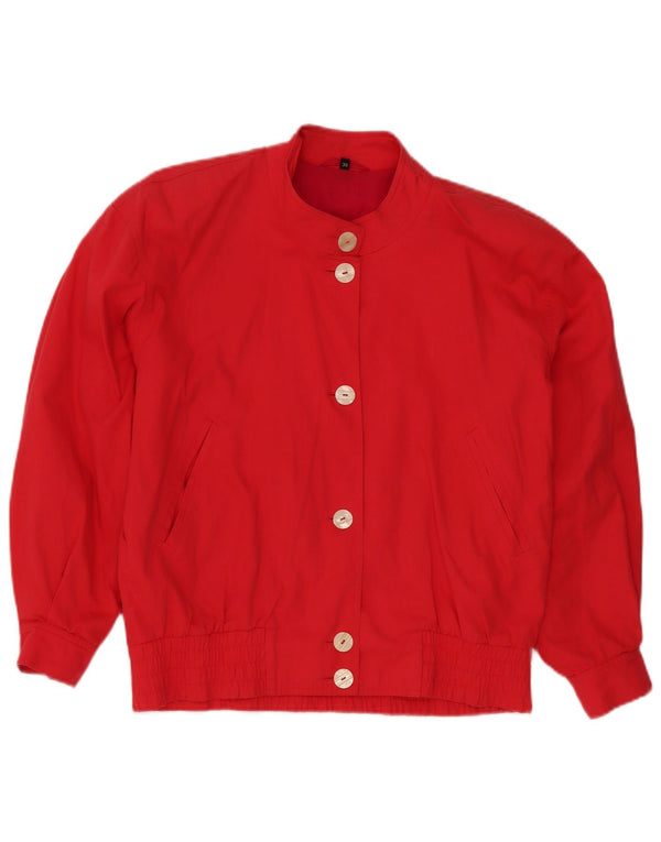 Vintage Damen Übergroße Bomberjacke EU 38 Mittelrot