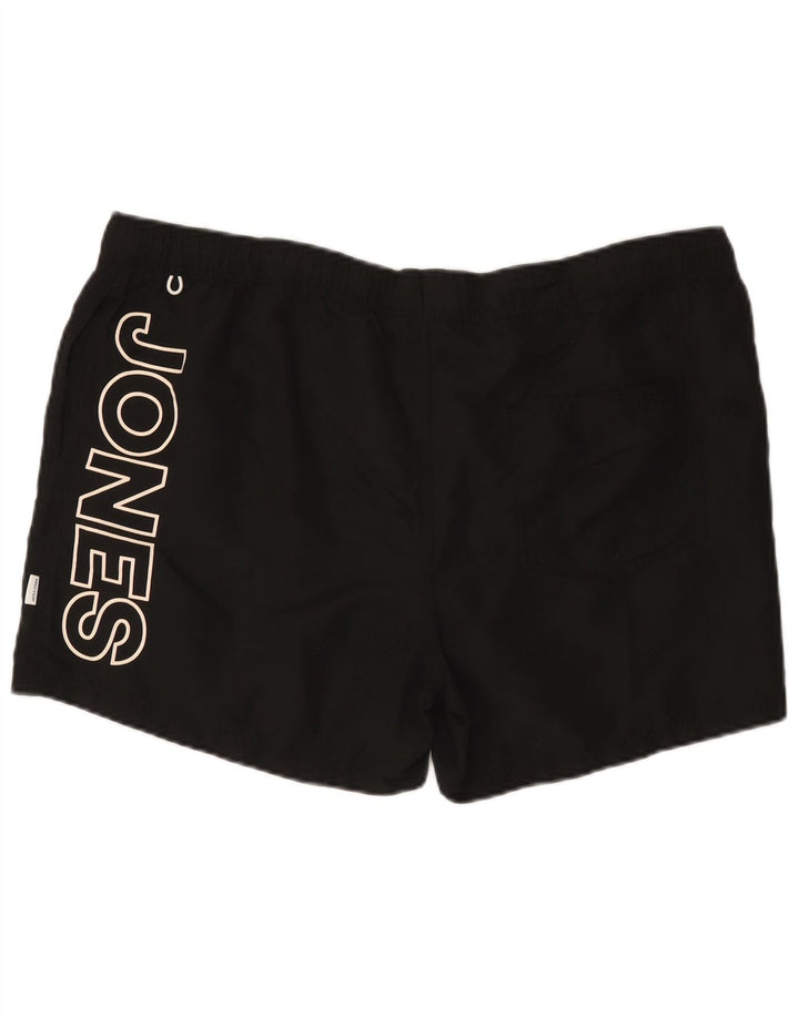 Jack & Jones Herren-Badeshorts mit Grafik, 2XL, schwarzes Polyester