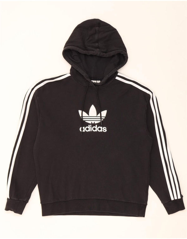 Adidas Womens Graphic Oversized Hoodie Pullover UK 6 XS Schwarz Baumwolle