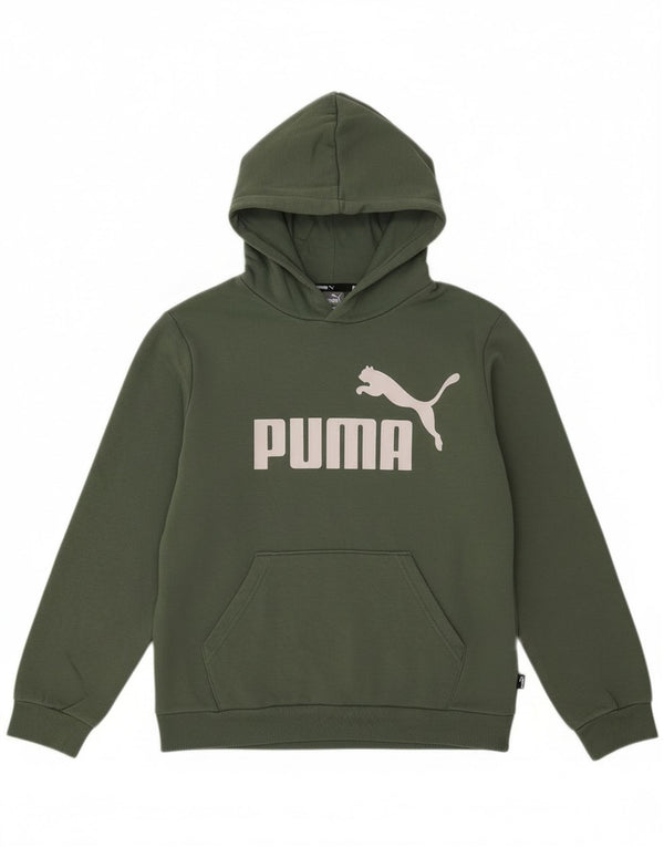 Puma Kapuzenpullover mit Grafik für Jungen, 11–12 Jahre, grüne Baumwolle