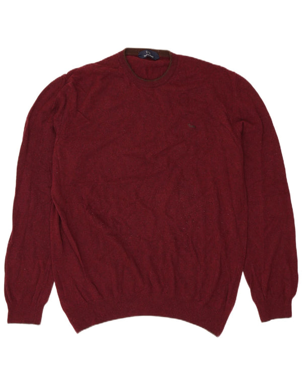 HARMONT & BLAINE Herren-Pullover mit Rundhalsausschnitt, 3XL, Burgunderrote Merinowolle