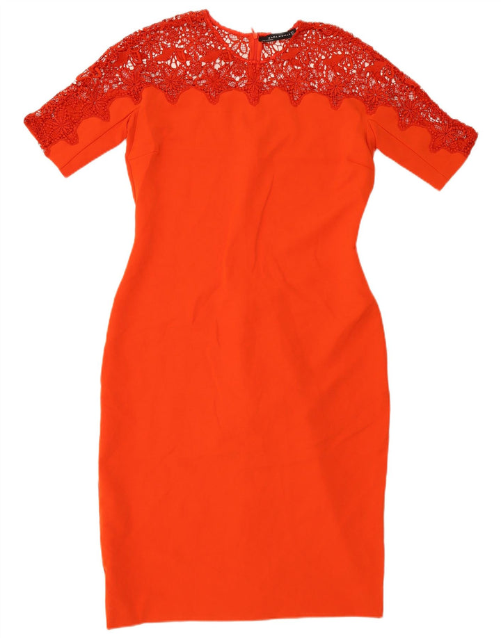 Zara Damen-Spitzen-Etuikleid, UK 14, großes rotes Polyester