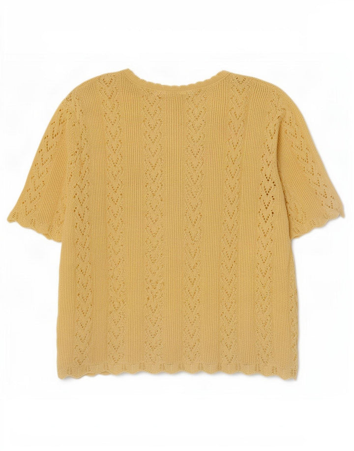 Vintage Damen Übergroße Strickbluse Top UK 14 Mittelgelb
