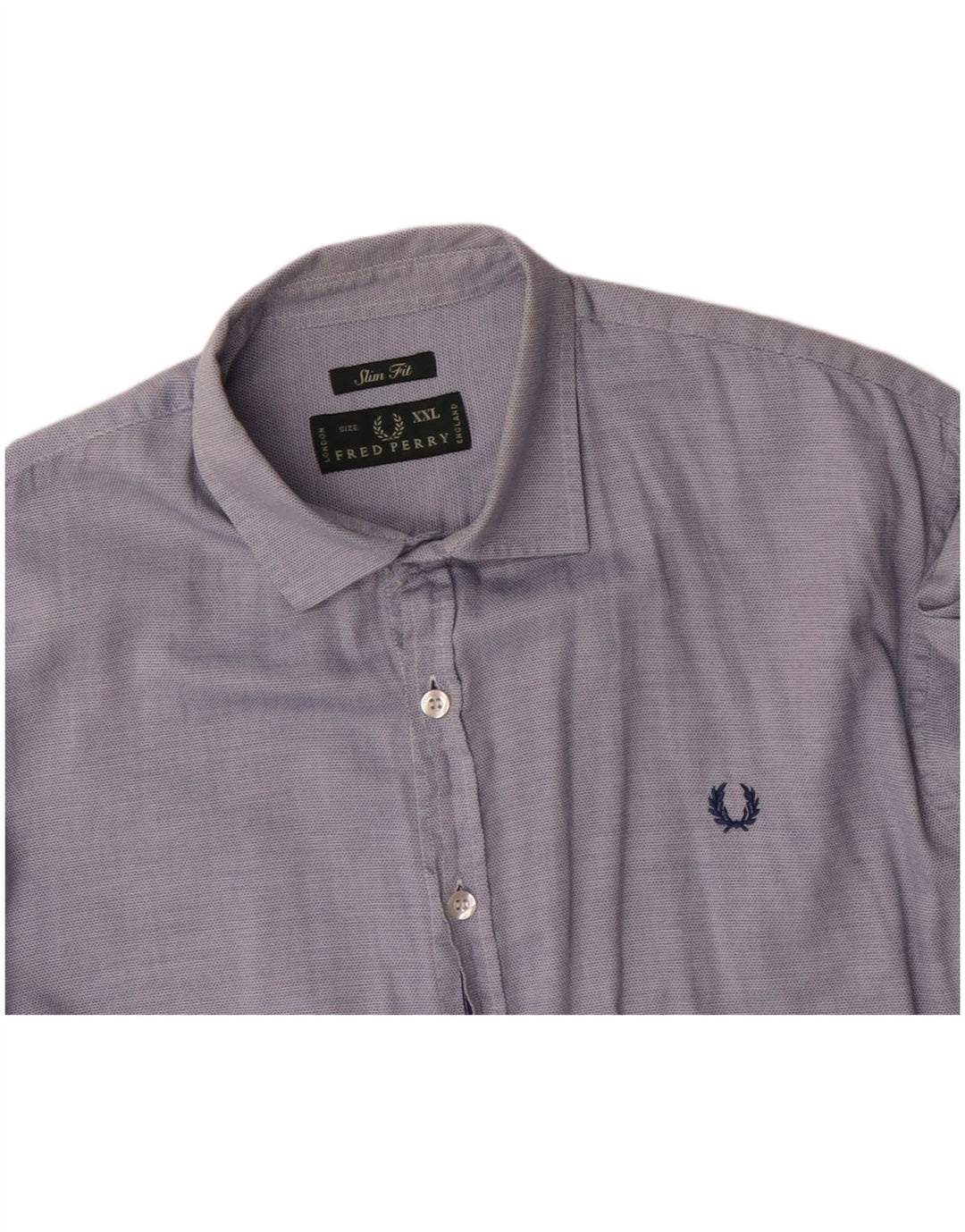 FRED PERRY Herren Slim Fit Hemd 2XL Blaue Baumwolle