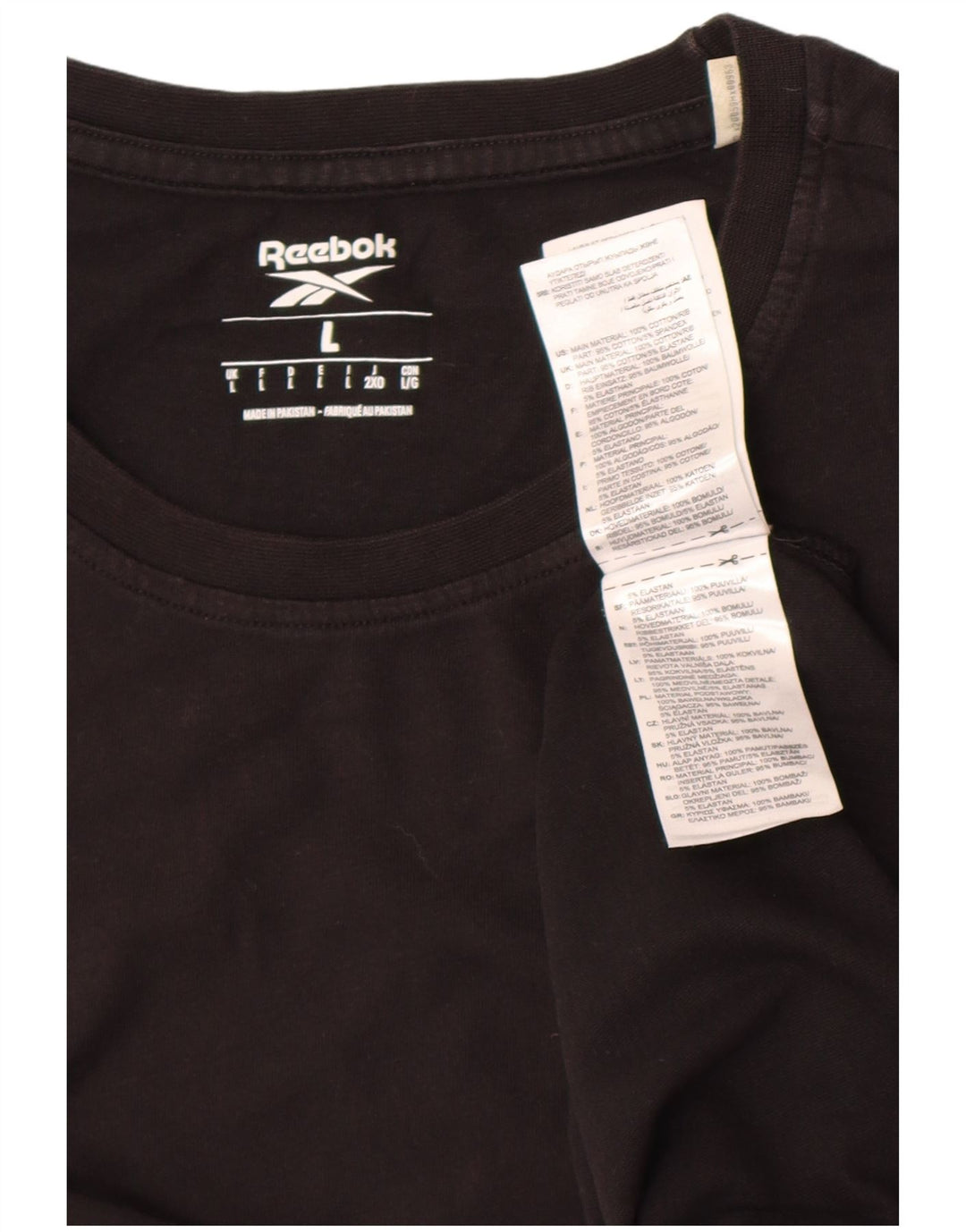 Reebok Herren T-Shirt Top Large Schwarz Baumwolle