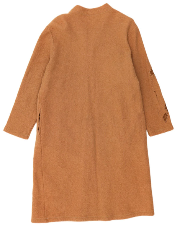 Vintage Damen Mantel UK 22 3XL Beige geblümte Wolle