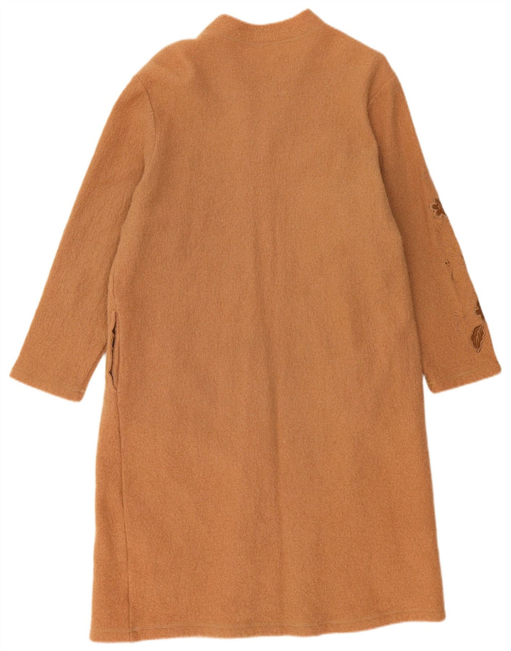 Vintage Damen Mantel UK 22 3XL Beige geblümte Wolle