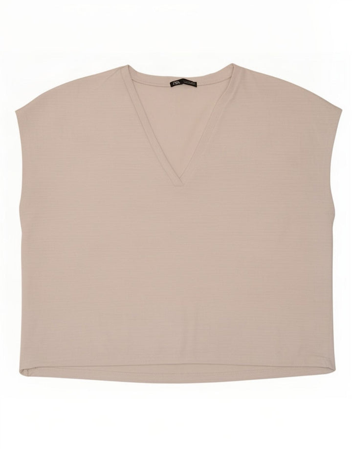 Zara Damen-Oversize-Trägershirt, Gr. 10, Größe S, Weiß, Polyester