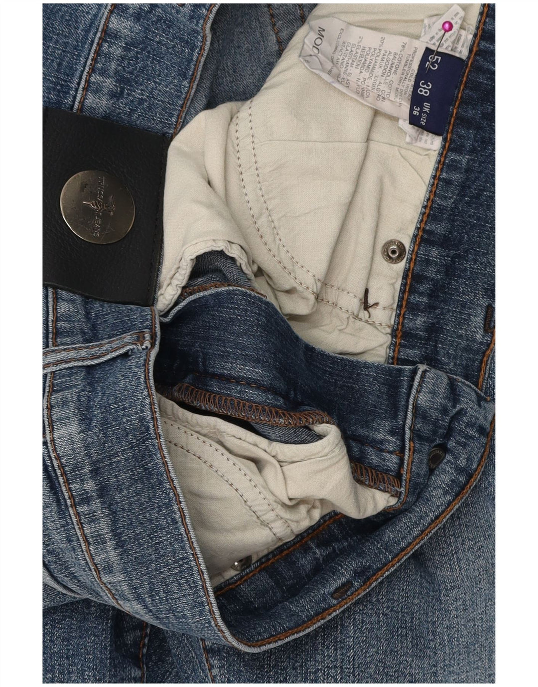 TRUSSARDI Herren Straight Jeans W36 L31 Blaue Baumwolle