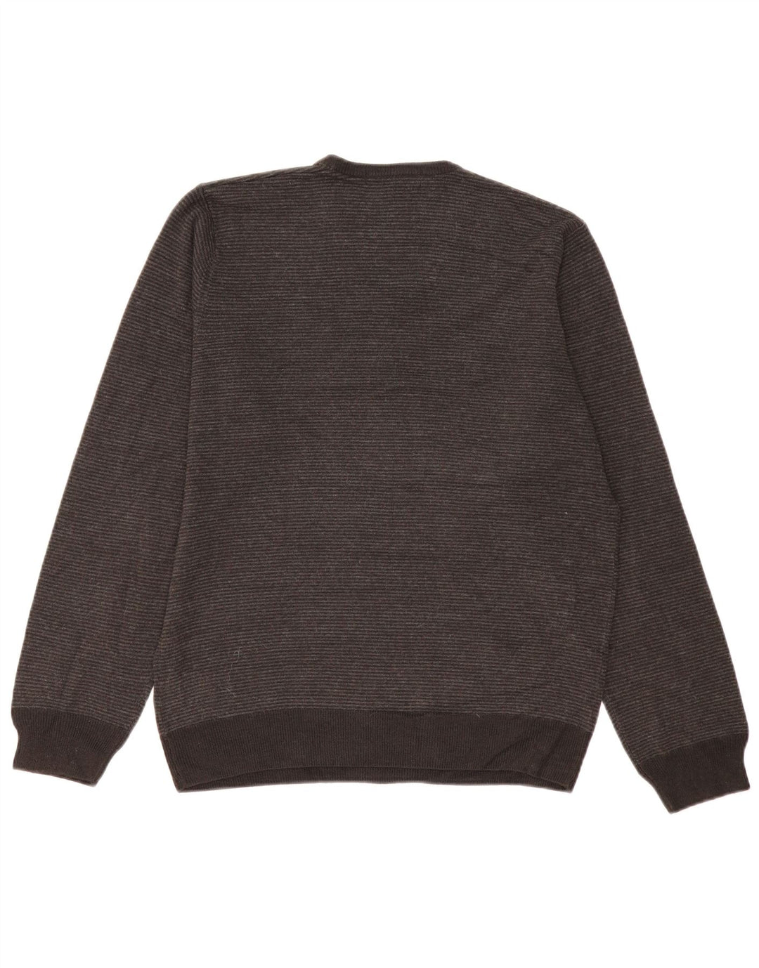 Marks & Spencer Herren-Pullover mit V-Ausschnitt, mittelgrau, gestreift, Acryl