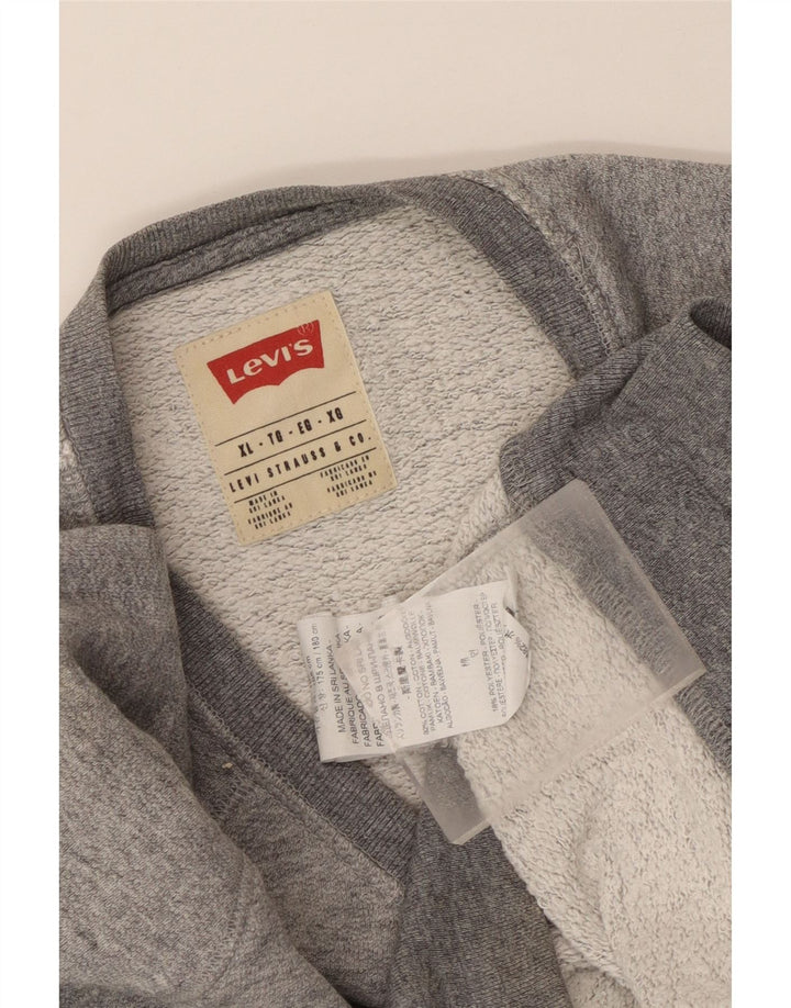 Levi's Herren-Sweatshirt-Pullover XL aus grau gefleckter Baumwolle