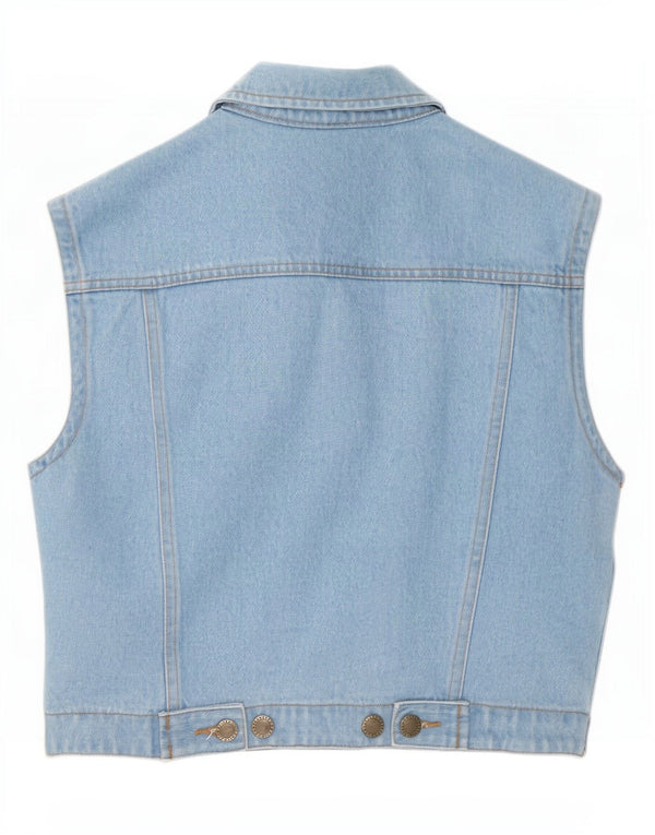 John Baner Damen Crop Denim Gilet UK 10 Small Blau Baumwolle