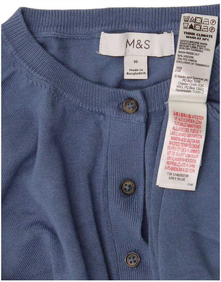 Marks & Spencer Damen Crop Cardigan Pullover UK 16 Large Blaue Viskose