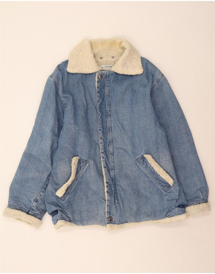 Vintage Herren Denim Sherpa Jacke UK 38 Mittelblau