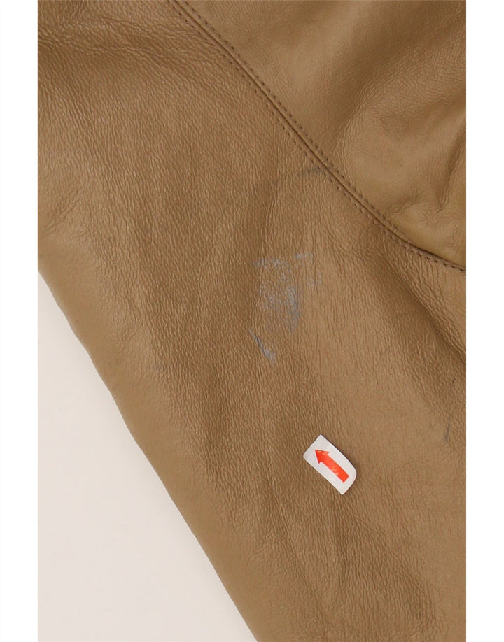 VINTAGE Damen Übergroßer Ledermantel mit Kapuze IT 46 Großes braunes Leder